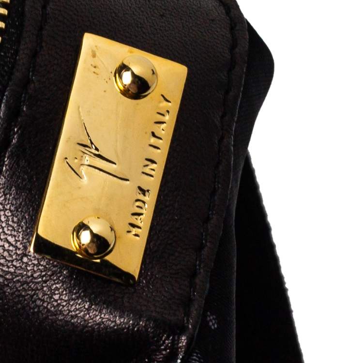 Pre Owned Giuseppe Zanotti Black Suede Studded Foldover Clutch
