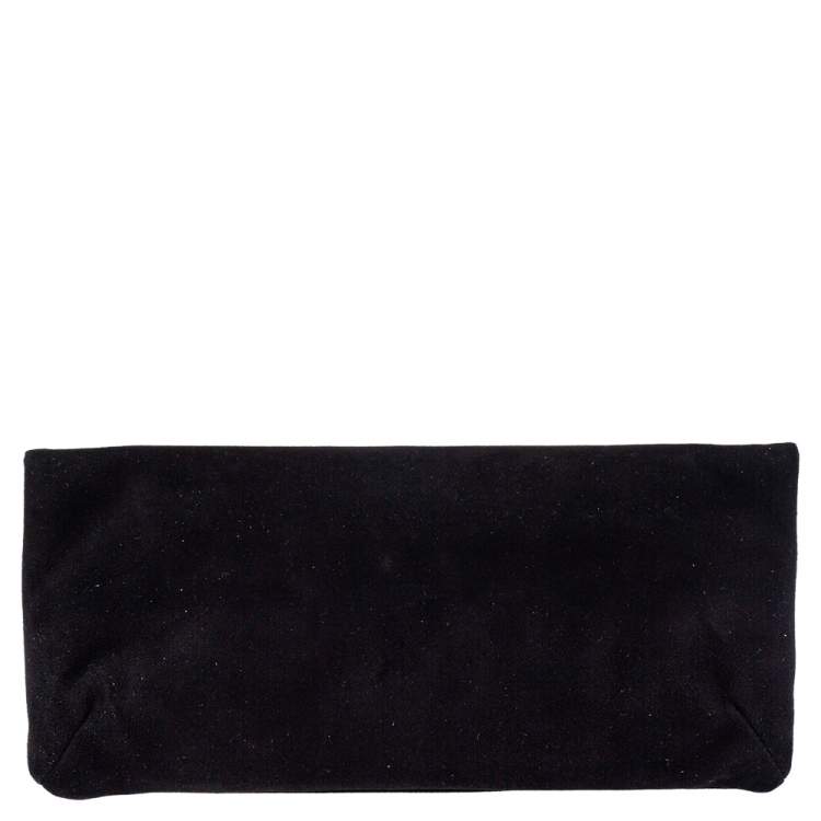 Pre Owned Giuseppe Zanotti Black Suede Studded Foldover Clutch