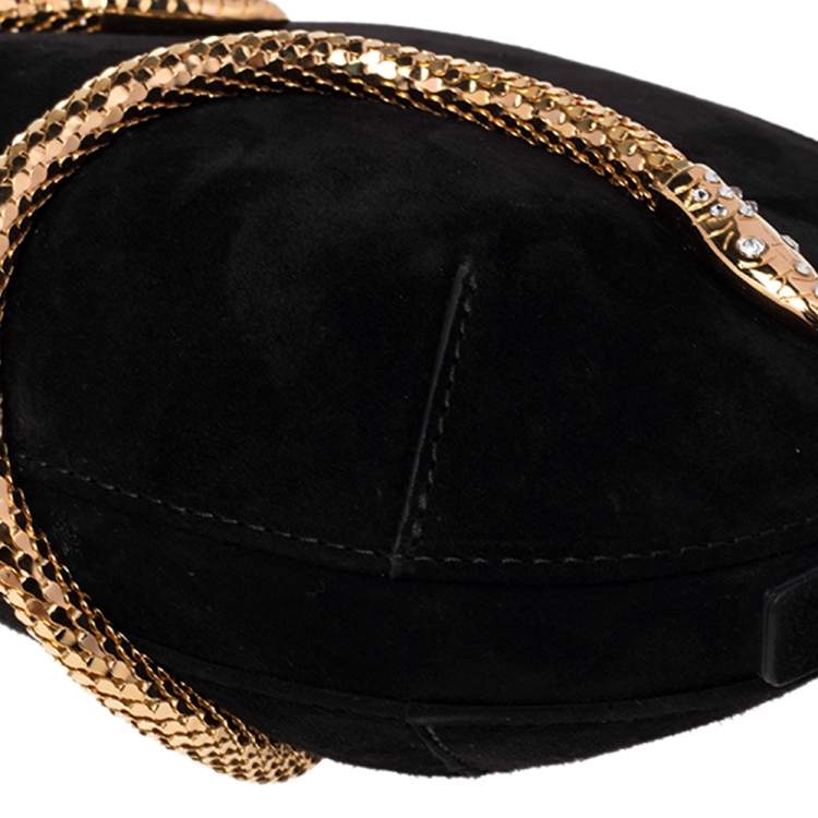 Pre Owned Giuseppe Zanotti Black Suede Aleesha Wristlet Clutch