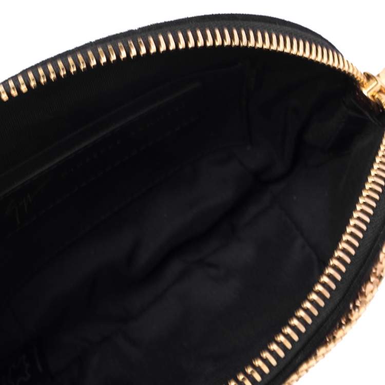 Pre Owned Giuseppe Zanotti Black Suede Aleesha Wristlet Clutch