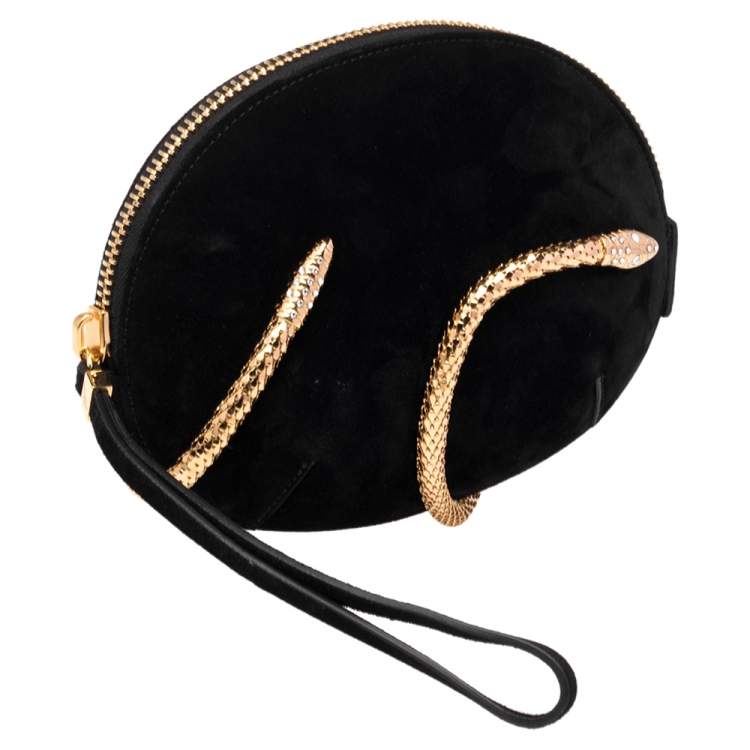 Pre Owned Giuseppe Zanotti Black Suede Aleesha Wristlet Clutch