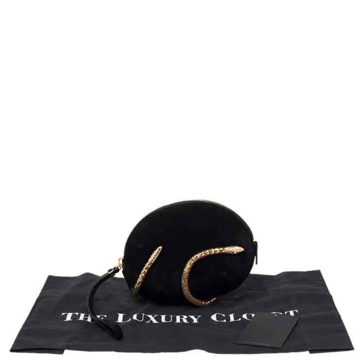 Pre Owned Giuseppe Zanotti Black Suede Aleesha Wristlet Clutch