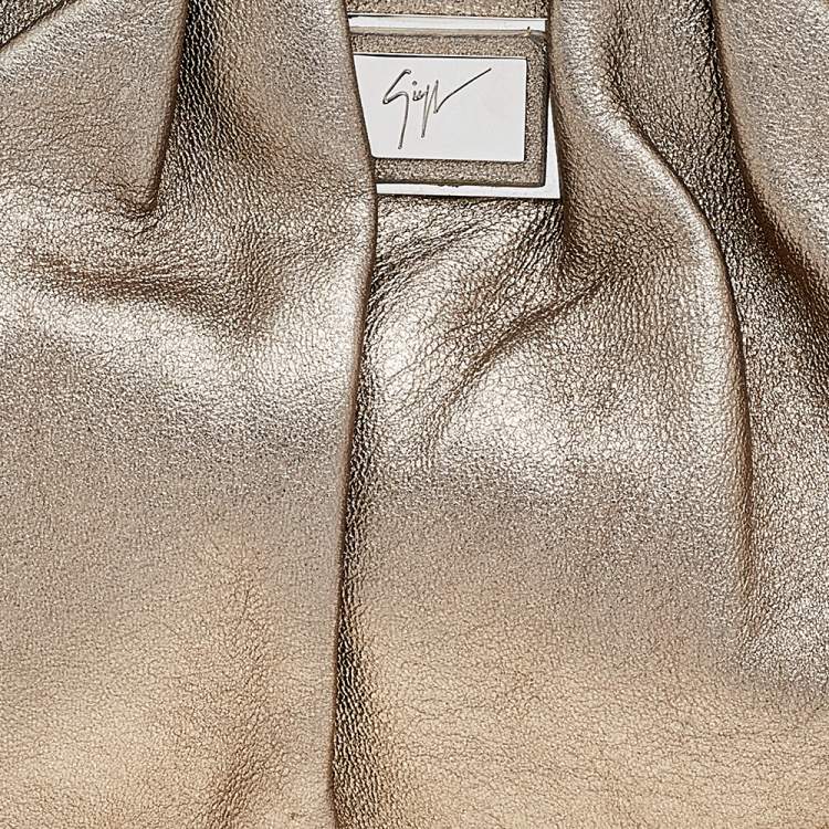 Pre Owned Giuseppe Zanotti Metallic Gold Leather Clutch