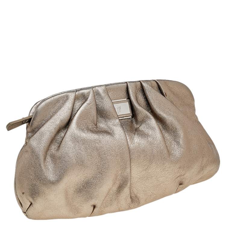 Pre Owned Giuseppe Zanotti Metallic Gold Leather Clutch