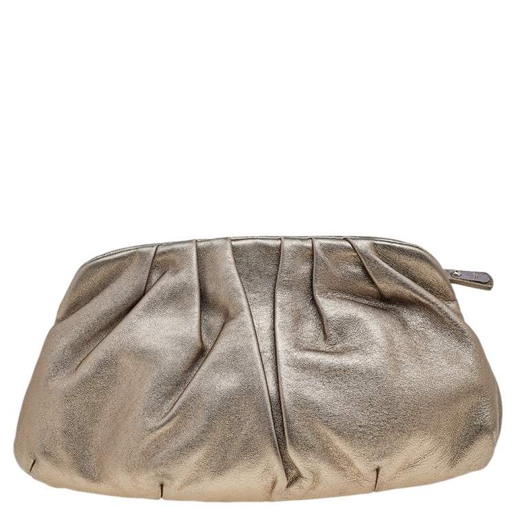 Pre Owned Giuseppe Zanotti Metallic Gold Leather Clutch