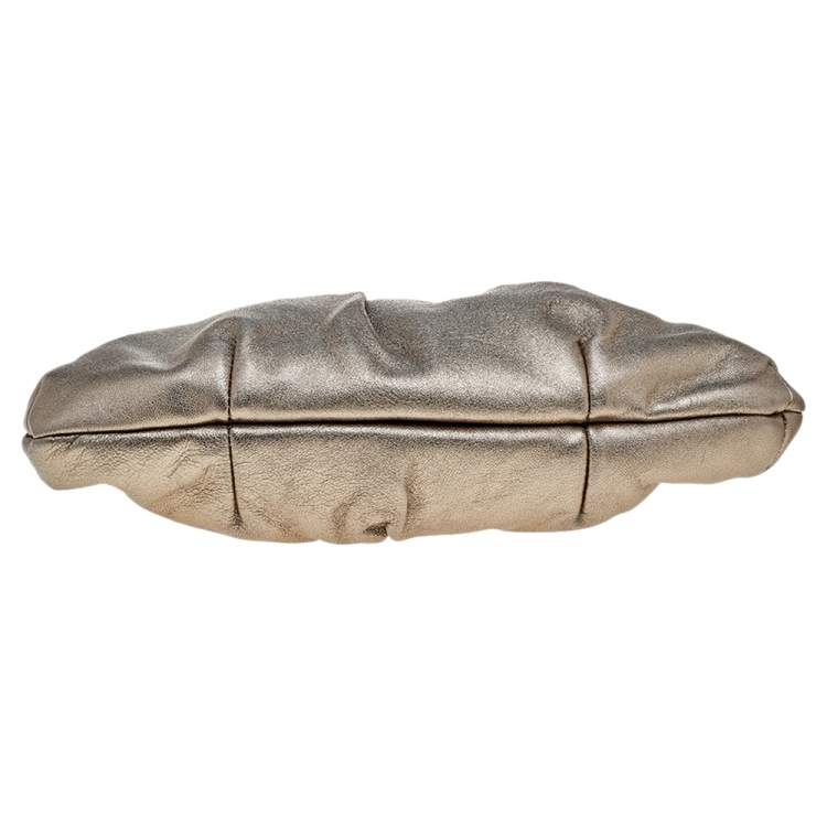 Pre Owned Giuseppe Zanotti Metallic Gold Leather Clutch
