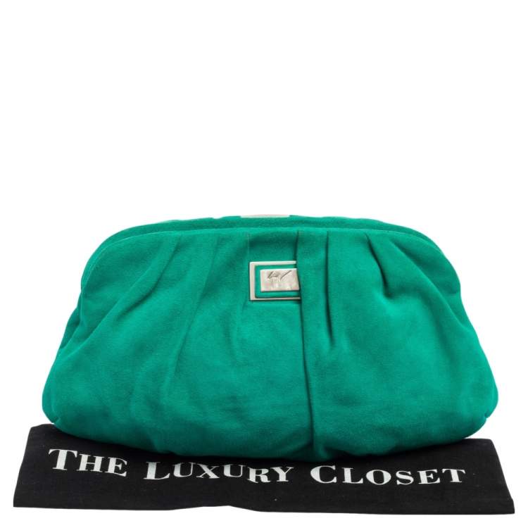 Pre Owned Giuseppe Zanotti Green Suede Clutch