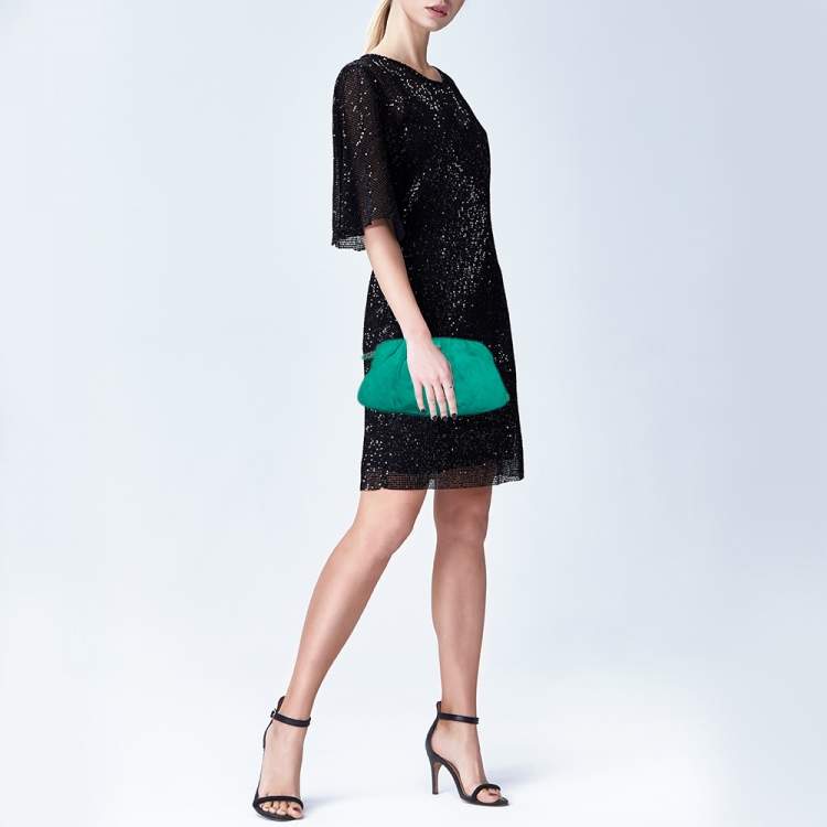 Pre Owned Giuseppe Zanotti Green Suede Clutch