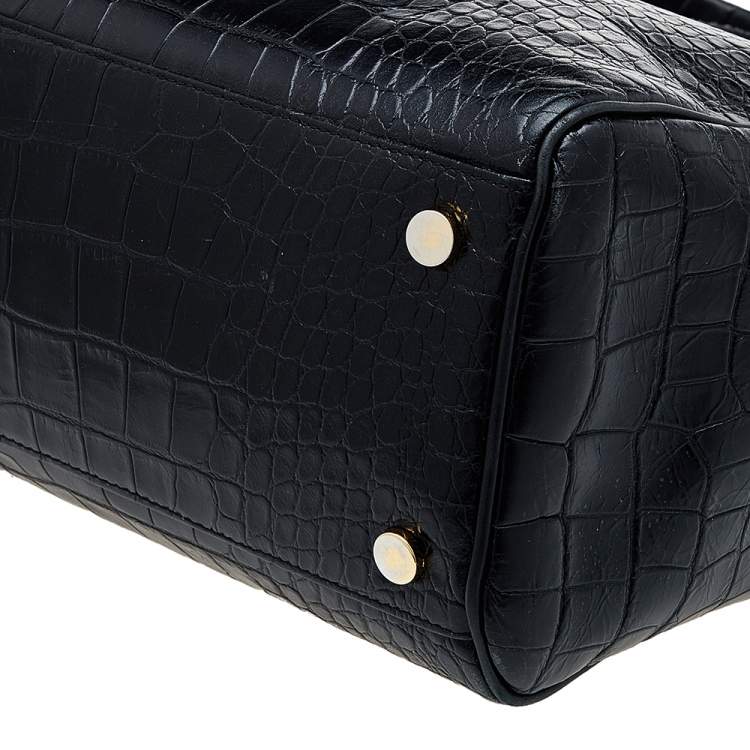 Pre Owned Giuseppe Zanotti Black Croc Embossed Leather Tote