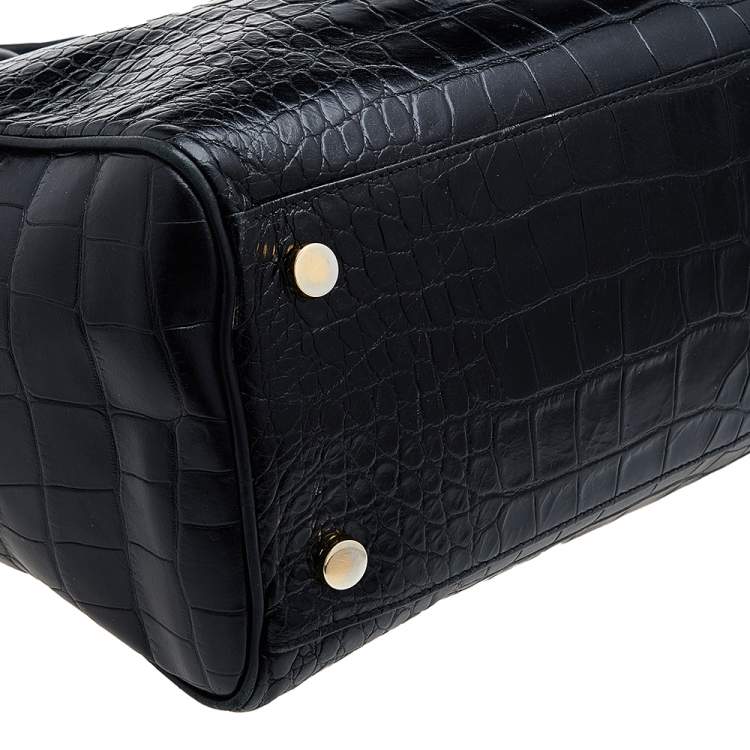 Pre Owned Giuseppe Zanotti Black Croc Embossed Leather Tote