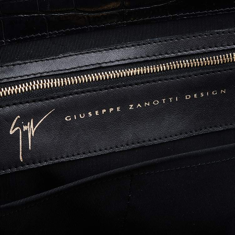Pre Owned Giuseppe Zanotti Black Croc Embossed Leather Tote