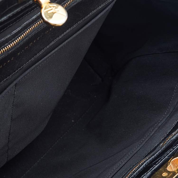 Pre Owned Giuseppe Zanotti Black Croc Embossed Leather Tote