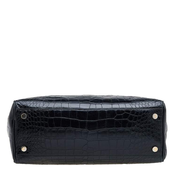 Pre Owned Giuseppe Zanotti Black Croc Embossed Leather Tote