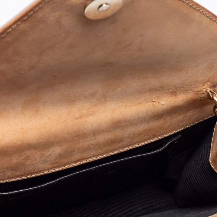 Pre Owned Giuseppe Zanotti Beige Leather Envelope Flap Crossbody Bag