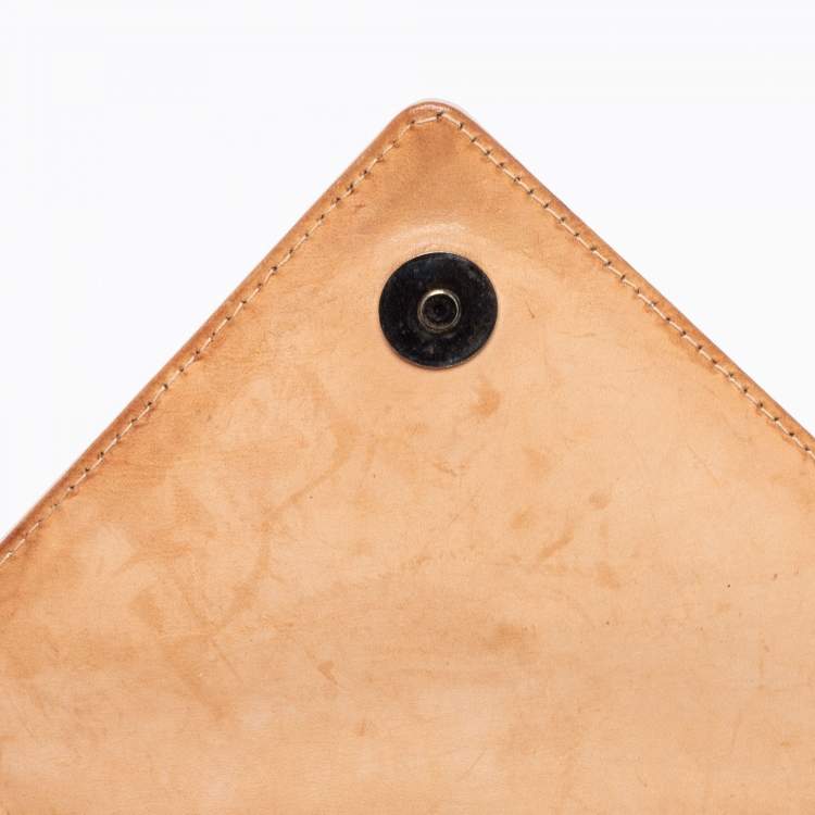 Pre Owned Giuseppe Zanotti Beige Leather Envelope Flap Crossbody Bag