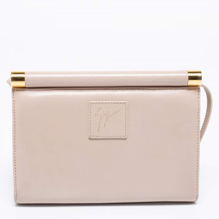 Pre Owned Giuseppe Zanotti Beige Leather Envelope Flap Crossbody Bag