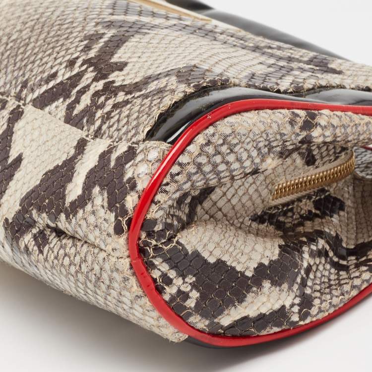 Pre Owned Giuseppe Zanotti Multicolour Python Embossed and Patent Leather Clutch