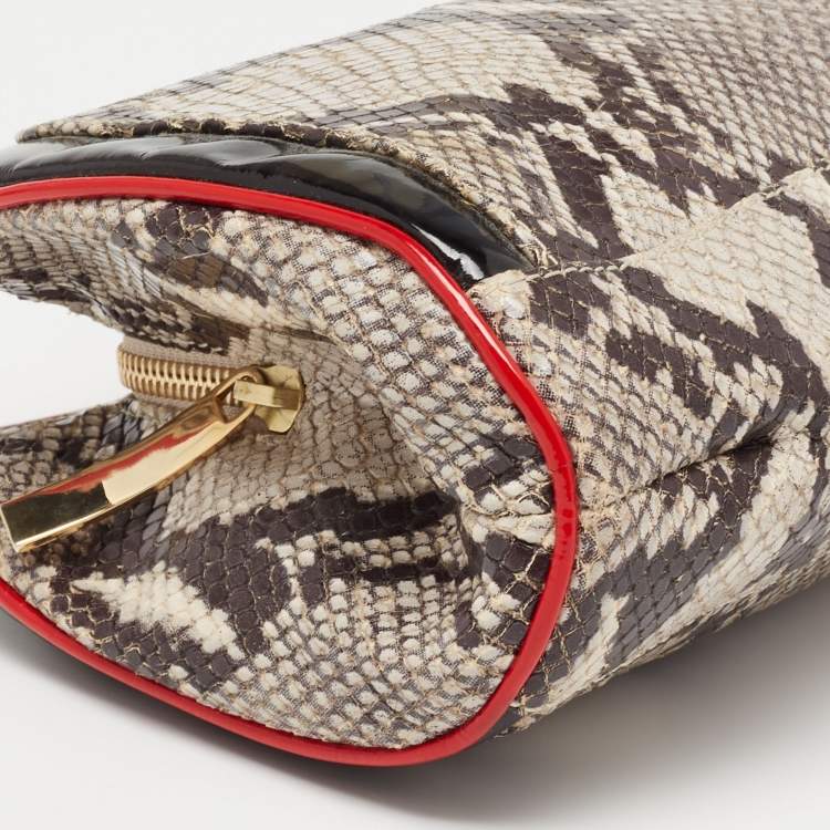 Pre Owned Giuseppe Zanotti Multicolour Python Embossed and Patent Leather Clutch