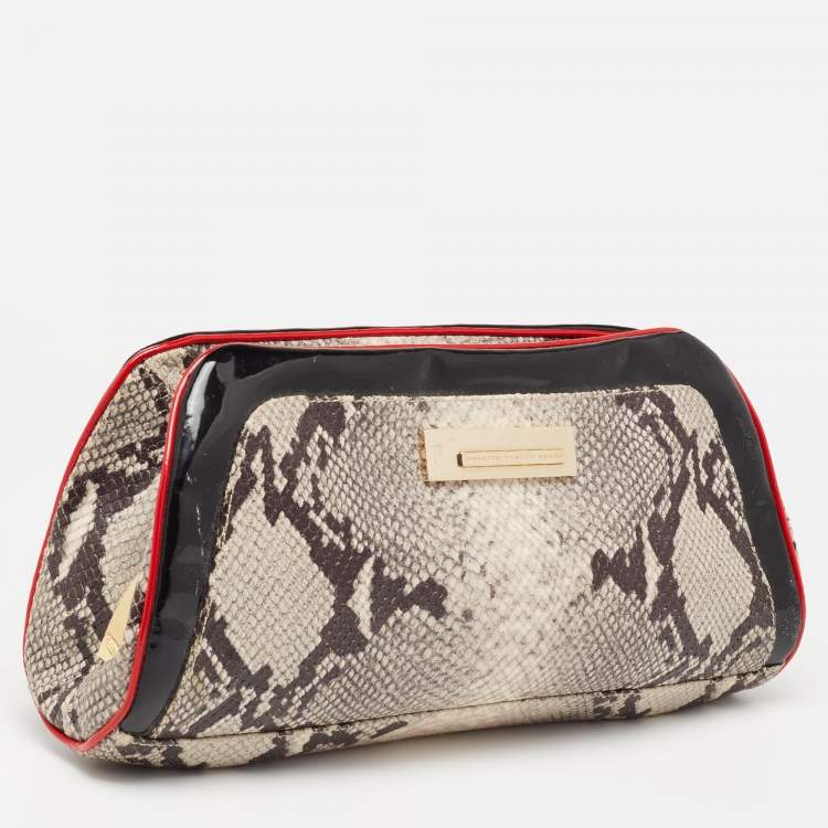 Pre Owned Giuseppe Zanotti Multicolour Python Embossed and Patent Leather Clutch