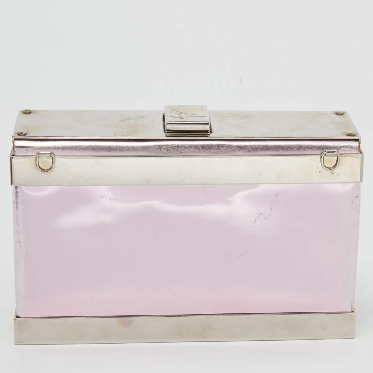 Pre Owned Giuseppe Zanotti Metallic Pink Patent Leather And Metal Box Crossbody Bag