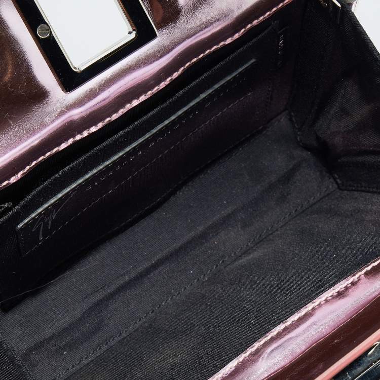Pre Owned Giuseppe Zanotti Metallic Pink Patent Leather And Metal Box Crossbody Bag