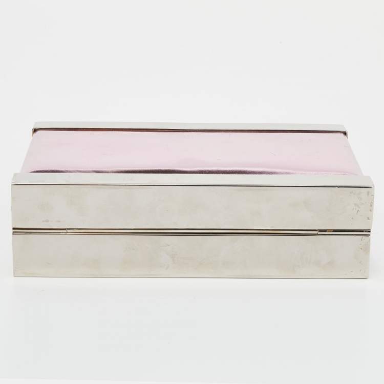 Pre Owned Giuseppe Zanotti Metallic Pink Patent Leather And Metal Box Crossbody Bag