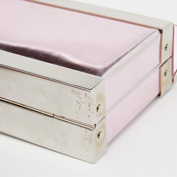 Pre Owned Giuseppe Zanotti Metallic Pink Patent Leather And Metal Box Crossbody Bag