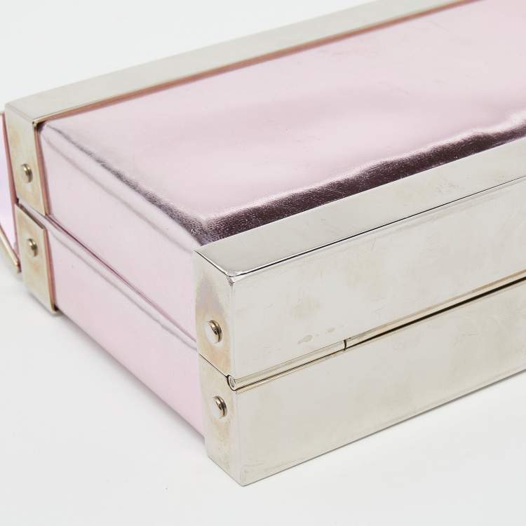 Pre Owned Giuseppe Zanotti Metallic Pink Patent Leather And Metal Box Crossbody Bag