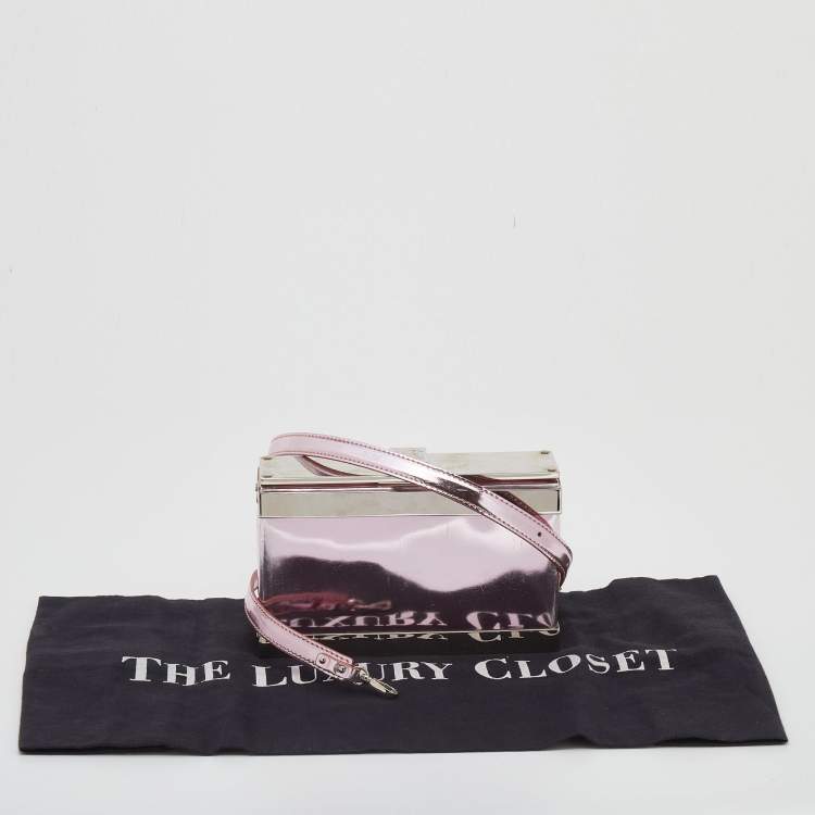 Pre Owned Giuseppe Zanotti Metallic Pink Patent Leather And Metal Box Crossbody Bag