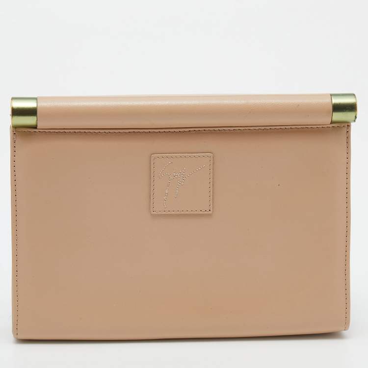 Pre Owned Giuseppe Zanotti Beige Leather Envelope Clutch
