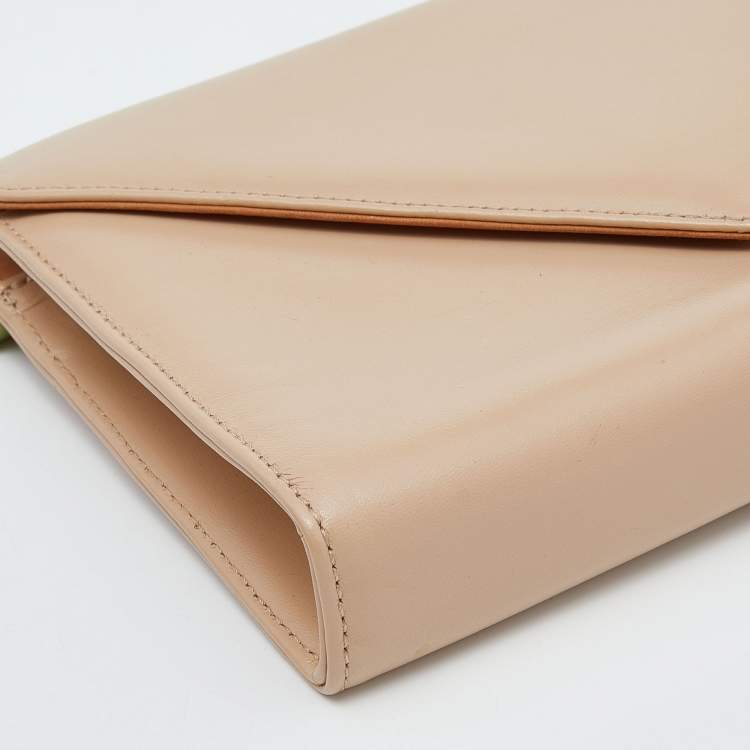 Pre Owned Giuseppe Zanotti Beige Leather Envelope Clutch
