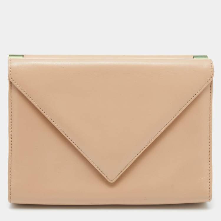 Pre Owned Giuseppe Zanotti Beige Leather Envelope Clutch