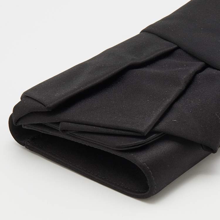 Pre Owned Giuseppe Zanotti Black Satin Bow Flap Clutch