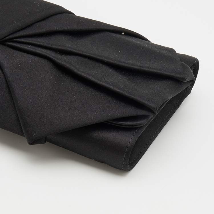 Pre Owned Giuseppe Zanotti Black Satin Bow Flap Clutch