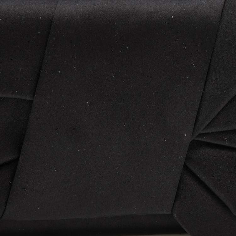 Pre Owned Giuseppe Zanotti Black Satin Bow Flap Clutch