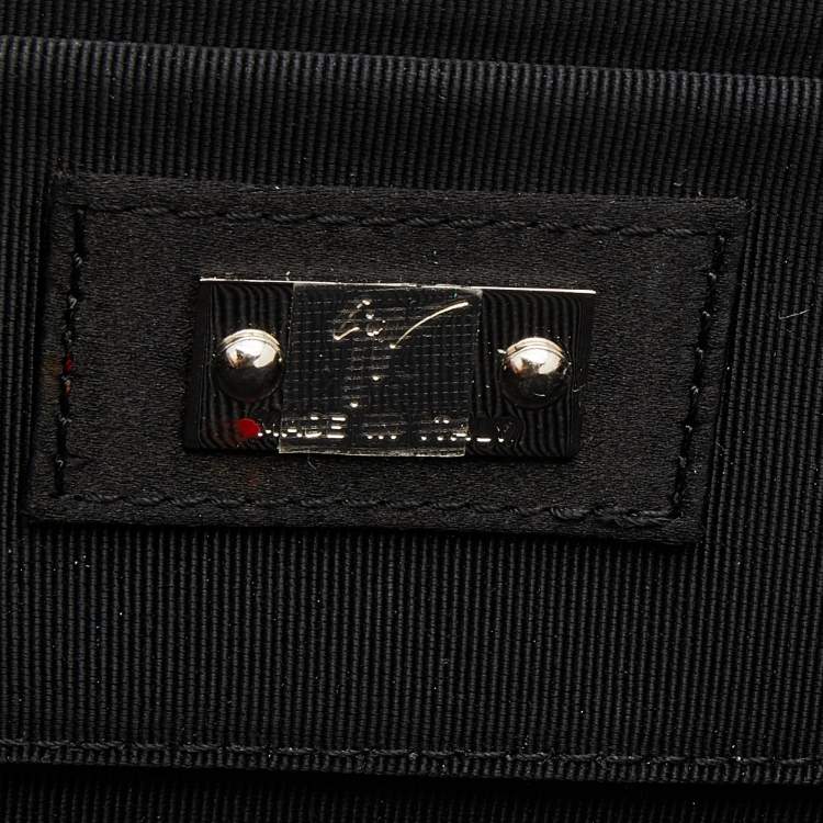 Pre Owned Giuseppe Zanotti Black Satin Bow Flap Clutch