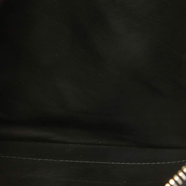 Pre Owned Giuseppe Zanotti Black Leather Zip Detail Marcel Clutch