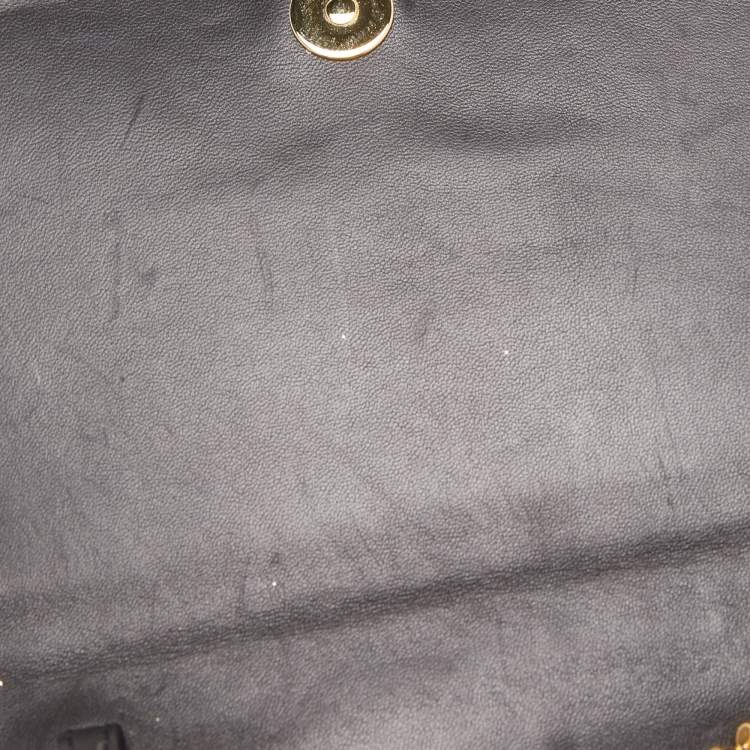 Pre Owned Giuseppe Zanotti Gold Lizard Effect Leather Chain Flap Shoulder Bag