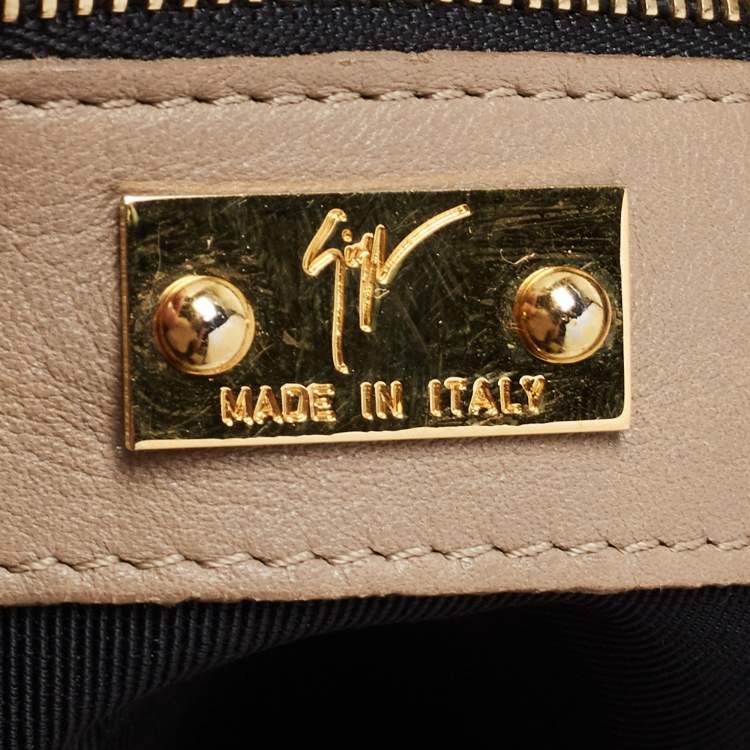 Pre Owned Giuseppe Zanotti Beige Leather Oversized Clutch