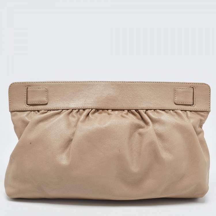Pre Owned Giuseppe Zanotti Beige Leather Oversized Clutch