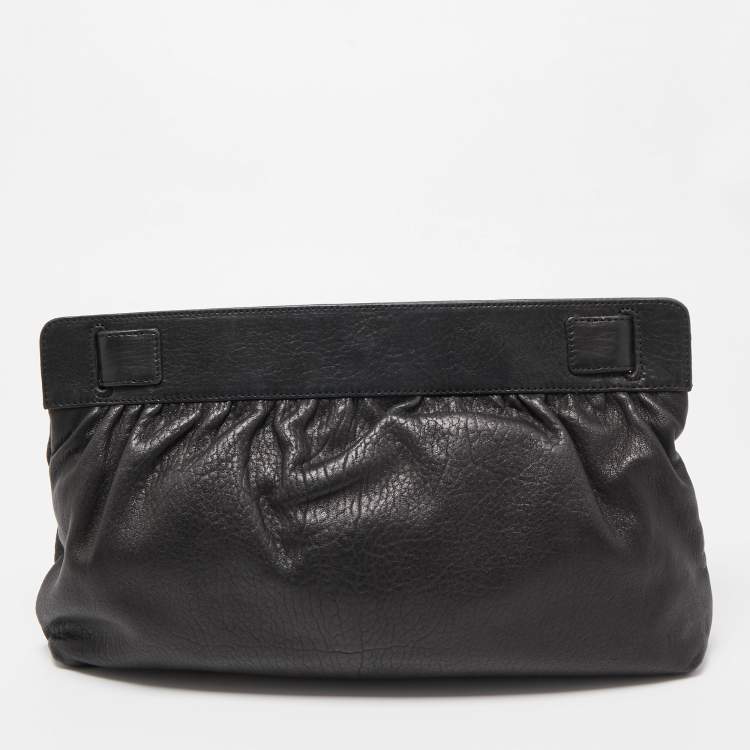 Pre Owned Giuseppe Zanotti Black Grained Leather Oversized Clutch