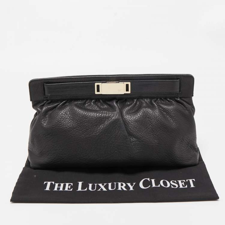 Pre Owned Giuseppe Zanotti Black Grained Leather Oversized Clutch