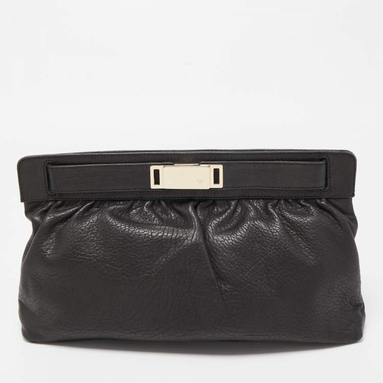 Pre Owned Giuseppe Zanotti Black Grained Leather Oversized Clutch