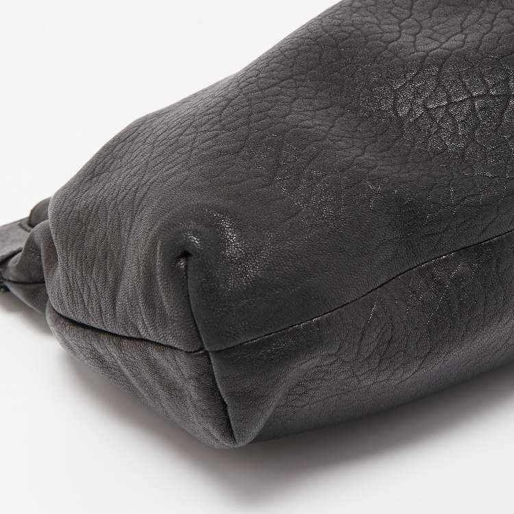 Pre Owned Giuseppe Zanotti Black Grained Leather Oversized Clutch