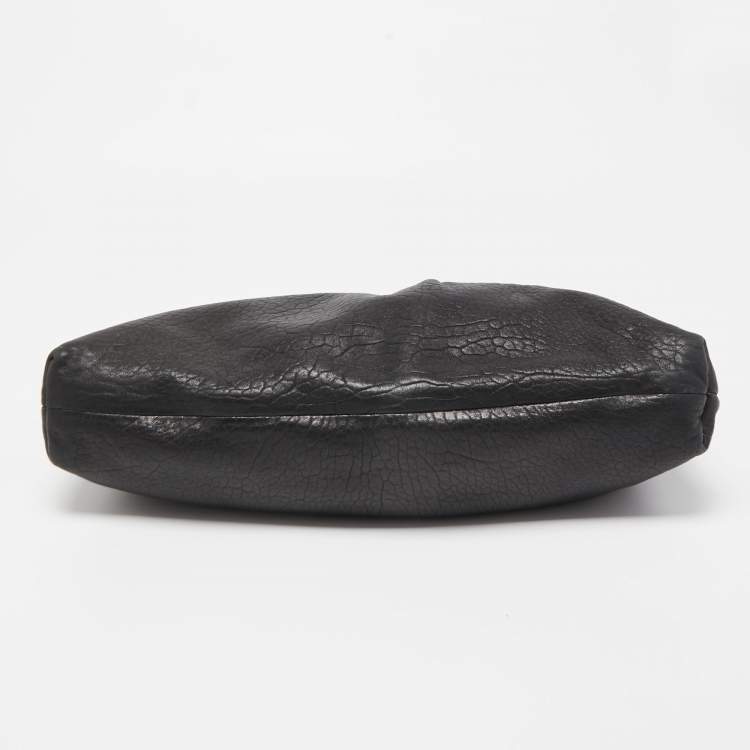 Pre Owned Giuseppe Zanotti Black Grained Leather Oversized Clutch