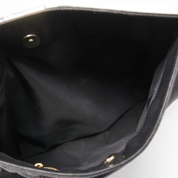 Pre Owned Giuseppe Zanotti Black Grained Leather Oversized Clutch