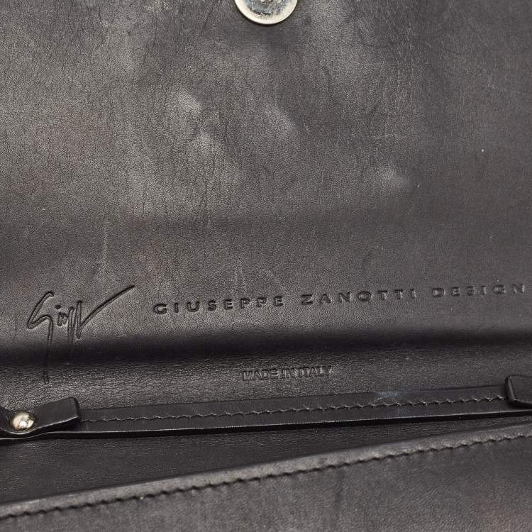 Pre Owned Giuseppe Zanotti Black Leather Logo Crossbody Bag