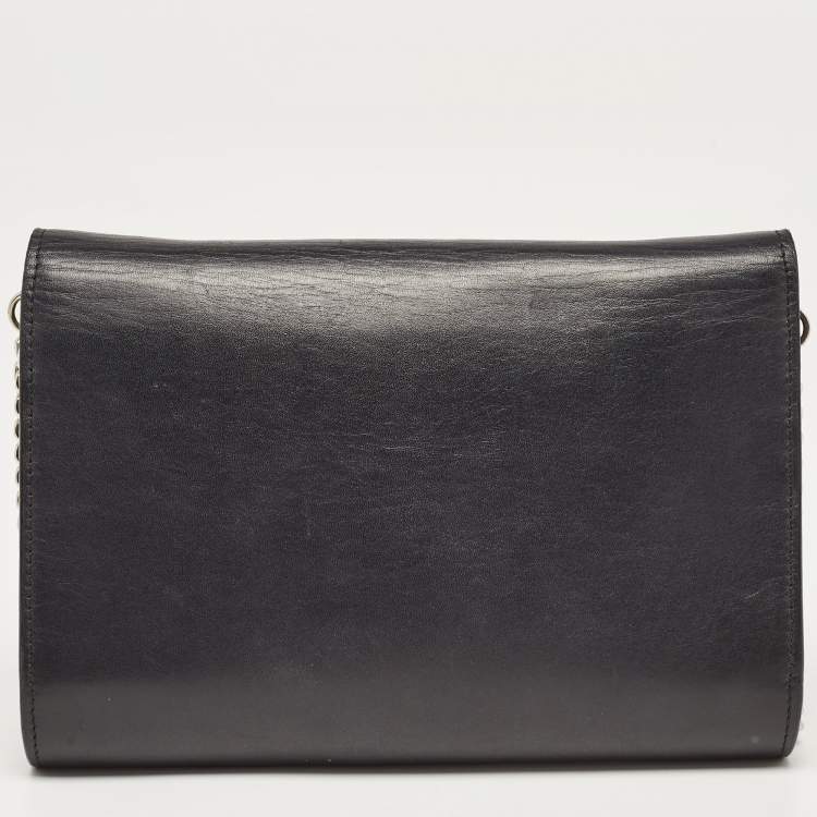 Pre Owned Giuseppe Zanotti Black Leather Logo Crossbody Bag