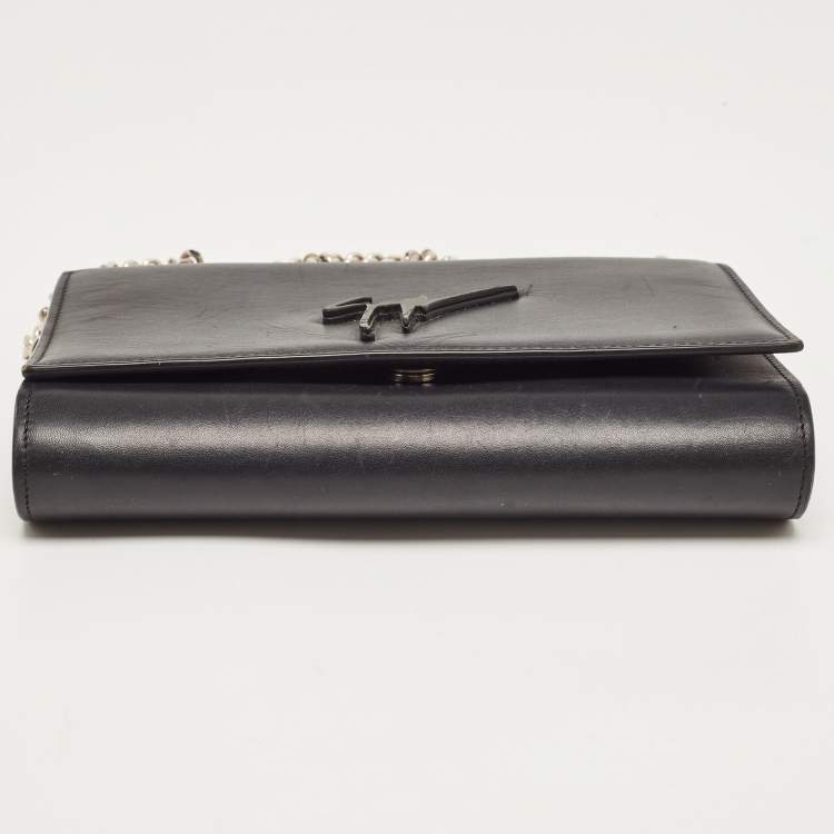 Pre Owned Giuseppe Zanotti Black Leather Logo Crossbody Bag