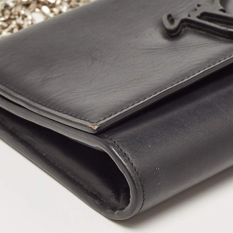Pre Owned Giuseppe Zanotti Black Leather Logo Crossbody Bag